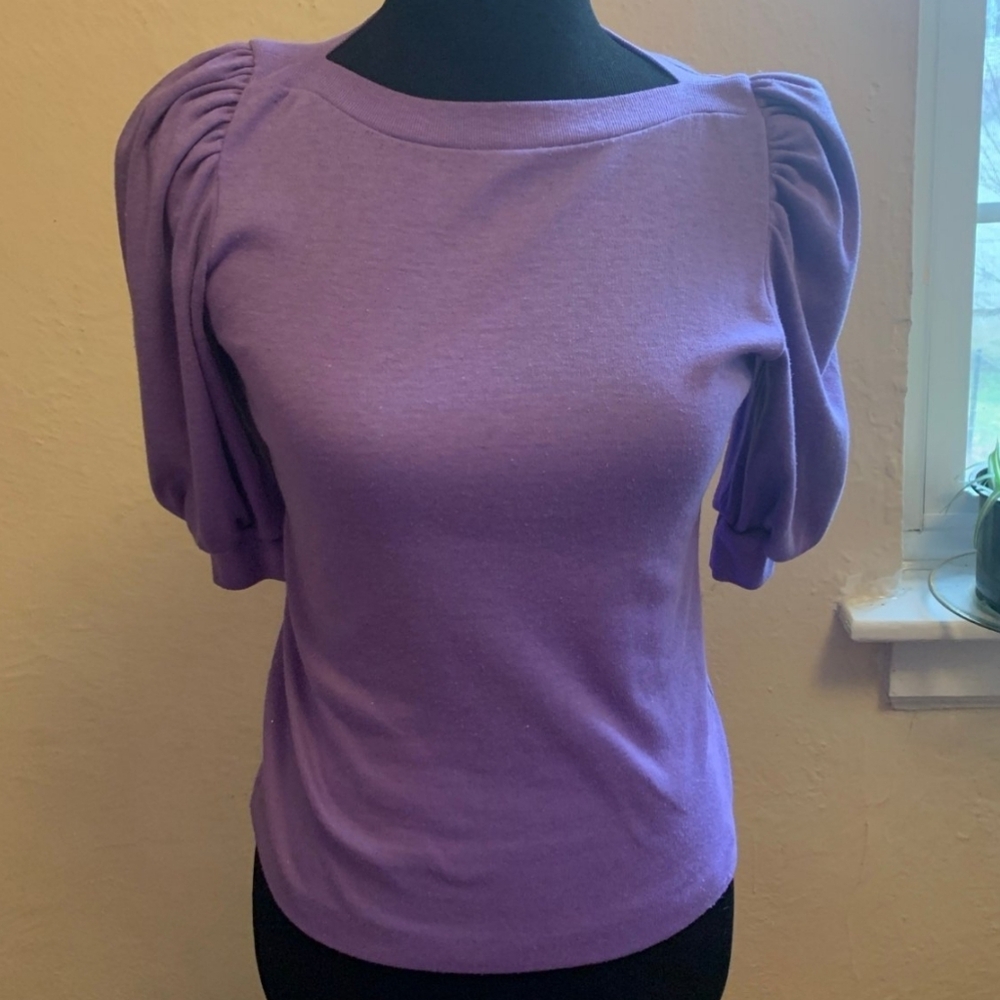 ❗Vintage Purple Puff Sleeve Boatneck Top Small❗